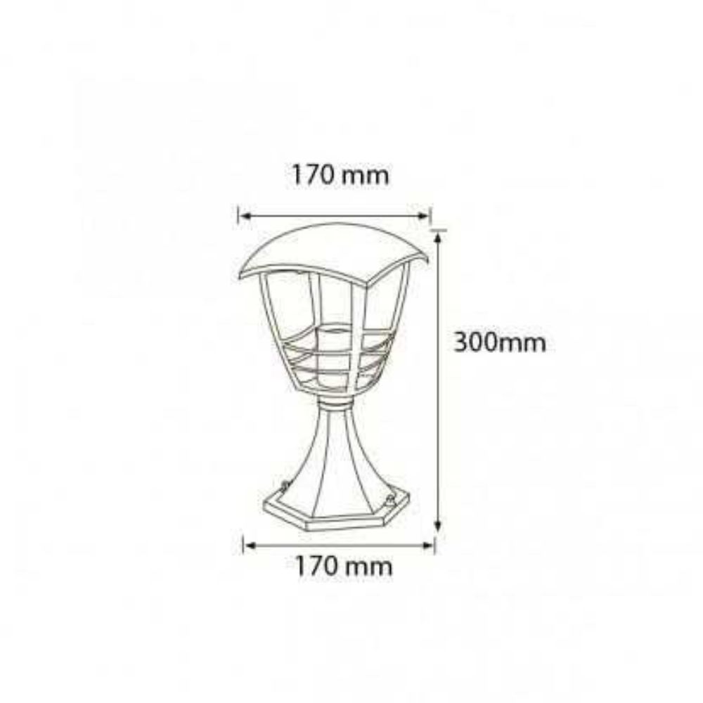 Felinar Aplicat pe Stalp Nar-3 1xE27 Max.60W IP44 Aluminiu Negru