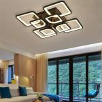 Lustra Led Slim Square, 216W, 8 brate, telecomanda si Intensitate Reglabila, Neagra