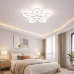 Lustra LED Caroli Five 110W, telecomanda, 3 tipuri de lumina si intensitate reglabila, Alba