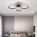 Lustra LED cu telecomanda 104W ACR-8067 Neagra, design Circle RGB, 4 brate, lumina reglabila 3000K-6500K