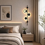 Aplică LED F6370-BK, 24W, 3 Surse de Iluminat, 3000K/4000K/6500K, Negru, 30 x 90 cm