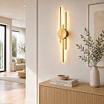 Aplică LED Verticală AL9515GD, 24W, 3 Tipuri de Lumină, 3000K/4000K/6500K, Auriu, 12 x 63 cm
