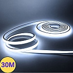 Banda LED lumina rece, 8W/m, 8500K Snow White, 800 lm/m, COB 220V, IP65, adeziva, kit 30m