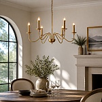 Candelabru Suspendat Medusa cu 6 Brațe, 6xE14, Diametru 76 cm, Înălțime 140 cm, Auriu, Cod DL75D138