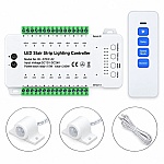 Controler LED scari 16 trepte, 12-24V, 240W, 2 senzori PIR si telecomanda, SPN-DL66520W16