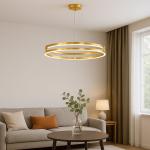 Lustra HaloRing LED 92W auriu cod G3848-400 GD dimensiuni D400xH1000mm cu telecomanda