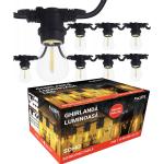 Ghirlanda luminoasa 10m cu 10 becuri LED filament E27 1W incluse IP44 SOHO