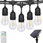 Ghirlanda luminoasa solara cu becuri LED filament, 5m, 10x1W, 3000K, IP44