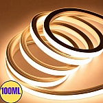 Kit Banda Neon Flex LED 100M, 12x12mm, 220V, 3000K Alb Cald, IP65
