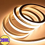 Kit Banda Neon Flex LED 20M, 12x12mm, 220V, 3000K Alb Cald, IP65