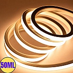 Kit Banda Neon Flex LED 50M, 12x12mm, 220V, 3000K Alb Cald, IP65