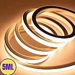 Kit Banda Neon Flex LED 5M, 12x12mm, 220V, 3000K Alb Cald, IP65
