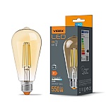 Bec LED filemant decorativ dimabil VIDEX-E27-ST64-6W-FIL-DIM-AMBER-WW