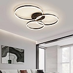 Lustră LED cu Telecomandă Lora Black 3, 140W, 3000K/4000K/6500K, Negru, Diametru 60 cm, Cod F13-20-30-40CM-BK