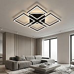Lustră LED Diamond FX60455/4+1 cu Telecomandă, 91W, Negru, Dimabilă, 3 Funcții de Lumină