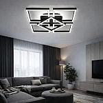 Lustră LED Diamond FX60455/5+1 cu Telecomandă, 110W, Negru, Dimabilă, 3 Funcții de Lumină