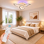 Lustră LED Lotus 3 cu telecomandă și RGB, alba, 80W, Ø40 cm, Dimabilă