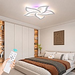 Lustră LED Lotus 5 cu Telecomandă și RGB, 120W, Ø50 cm, Alb, Dimabilă