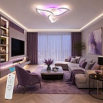 Lustră LED Petals 3 cu Telecomandă și RGB, 80W, Ø40 cm, Alb, dimabilă
