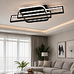 Lustră LED R9193/2+1 cu Telecomandă, 106W, Negru, Dimabilă, 3 Funcții de Lumină