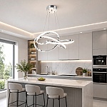 Lustră LED Snake LT460CR cu Telecomandă, 216W, 3000K-6000K, Crom, D500 mm