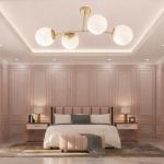 Lustră modernă aurie cu 4 globuri, albe, E27, DL75D054G