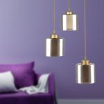 Lustră pendul 3 lumini negru cu sticlă fumurie E27, model DL75D023