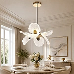 Lustră Pendul LED Feather2 R9187/4 cu Telecomandă, 32W, Auriu, Dimabilă, Înălțime Reglabilă