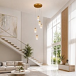 Lustră suspendată LED cristal 50W, 5 pendule, dimabilă, LT348-5