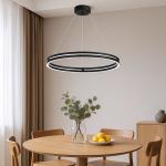 Lustra HaloRing LED 136W negru cod G3848-600 BK dimensiuni D600xH1000mm cu telecomanda