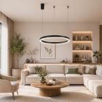 Lustra LED GRANDE-36, 36W, 2100lm, 4000K, negru, suspendata, HOROZ