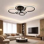 Lustra LED Lighting Ring 132W, 9240lm, Neagra, 6 brate si telecomanda, intensitate reglabila