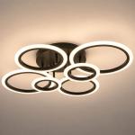 Lustra LED Lighting Ring 132W, 9240lm, Neagra, 6 brate si telecomanda, intensitate reglabila