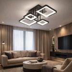 Lustra LED Pro Square, 4 brate, telecomanda, intensitate reglabila, neagra