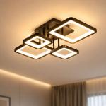 Lustra LED Pro Square, 4 brate, 96W, 3CCT, dimabila, cu telecomanda, neagra, ProLED ACR-8024BK