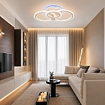 Lustra LED RGB alba 100W cu telecomanda, 3 tipuri de lumina, intensitate reglabila