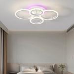 Lustra LED telecomanda 104W ACR-8066 Alba, design Circle RGB, 4 brate, lumina reglabila 3000K-6500K