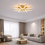 Lustra LED telecomanda 120W ACR-8091 Aurie, design Crystal Star, lumina reglabila 3000K-6500K, 11 brate