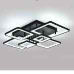 Lustra LED telecomanda 164W ACR-8099 Neagra, design 6 brate patrate, lumina reglabila 3000K-6500K