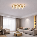 Lustra LED telecomanda 50W ACR-8096 Aurie, 5 brate Crystal Bar, lumina reglabila 3000K-6500K