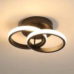 Plafoniera LED 48W ACR-8078 Neagra, design Dual Rings, lumina 3 trepte 3000K-6500K