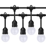 Ghirlanda luminoasa FIESTA 50m, 50 becuri alb calde 3000K, pendul 12cm, IP65, cablu 2x1mm