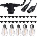 Ghirlanda luminoasa exterior SOHO 50m, 100 becuri LED filament 1W E27, lumina calda, IP44, extensibila, PRO-GIR-R7005-50M100BF