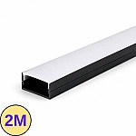 Profil LED Aplicat Aluminiu Negru 2M, 23.5mm, PROFILE-S2, Dispersor Alb