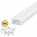 Profil LED incastrat, 24.19x6.9 mm, aluminiu argintiu, 3M, PROFILE-R1, cu dispersor alb