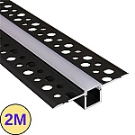 Profil LED Încastrat Aluminiu Negru 2M, 55mm, PROFILE-R6, Dispersor Alb