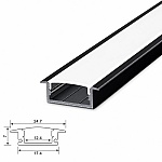 Profil LED incastrat aluminiu, 24.7x17.4x7mm, PROFILE-R1 negru 2M, dispersor alb