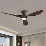 Ventilator tavan LED 132 cm PRO-YUE-M301-3, 3 elice imitatie lemn, telecomanda, 3 culori, motor DC, 45W