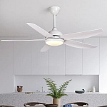 Ventilator tavan LED cu telecomanda PRO-YUE-M206-5, 5 elice, alb, 140x40cm, 24W LED, 3 lumini, motor DC 45W