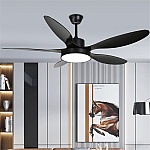 Ventilator tavan LED PRO-YUE-M223-5 Negru, 132 cm, 5 elice, telecomanda, 3 lumini